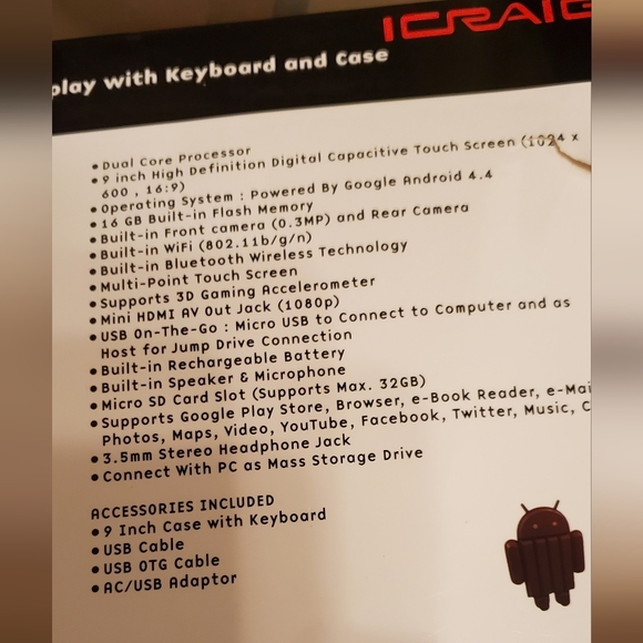 9" Touch Screen Bluetooth Tablet with Keyboard & Case & Original Box/Docs - Picture 13 of 13